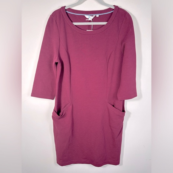 Boden Dresses & Skirts - NWT Boden Ellen Ottoman Dress Size 12 US Ribbed Stretch Maroon Sheath Pockets
